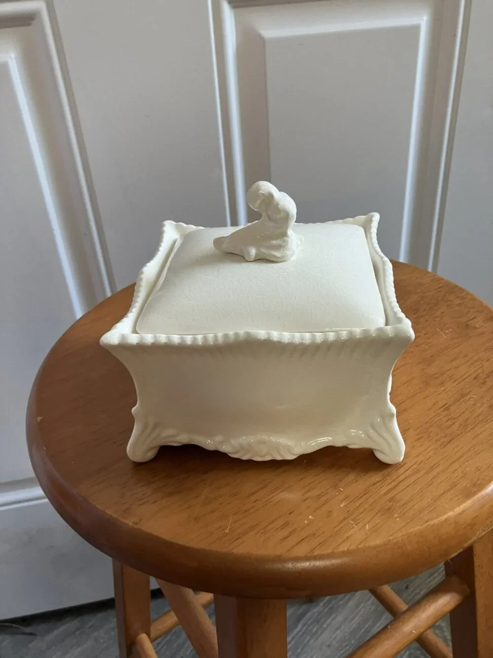 Vintage Ceramic White Trinket Box